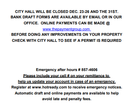 Utility Bill Announcement