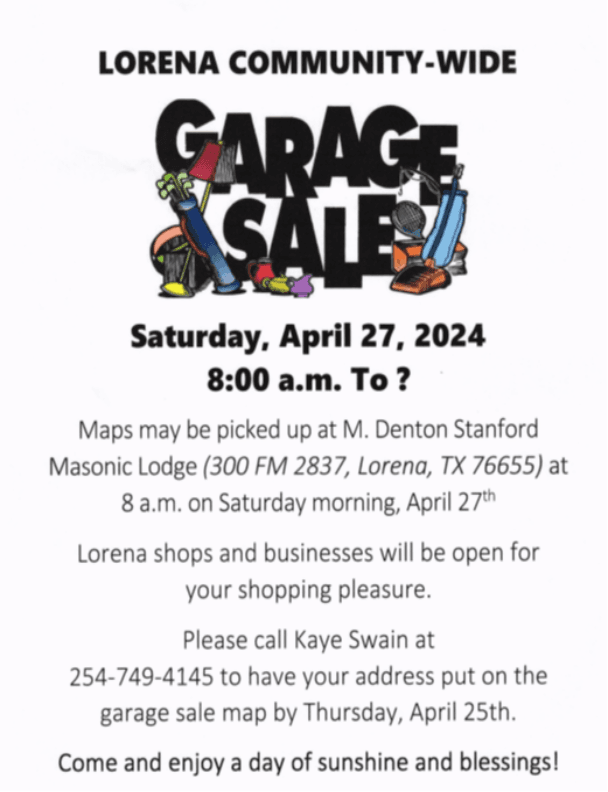 COMMUNITY GARAGE SALE 4-2024