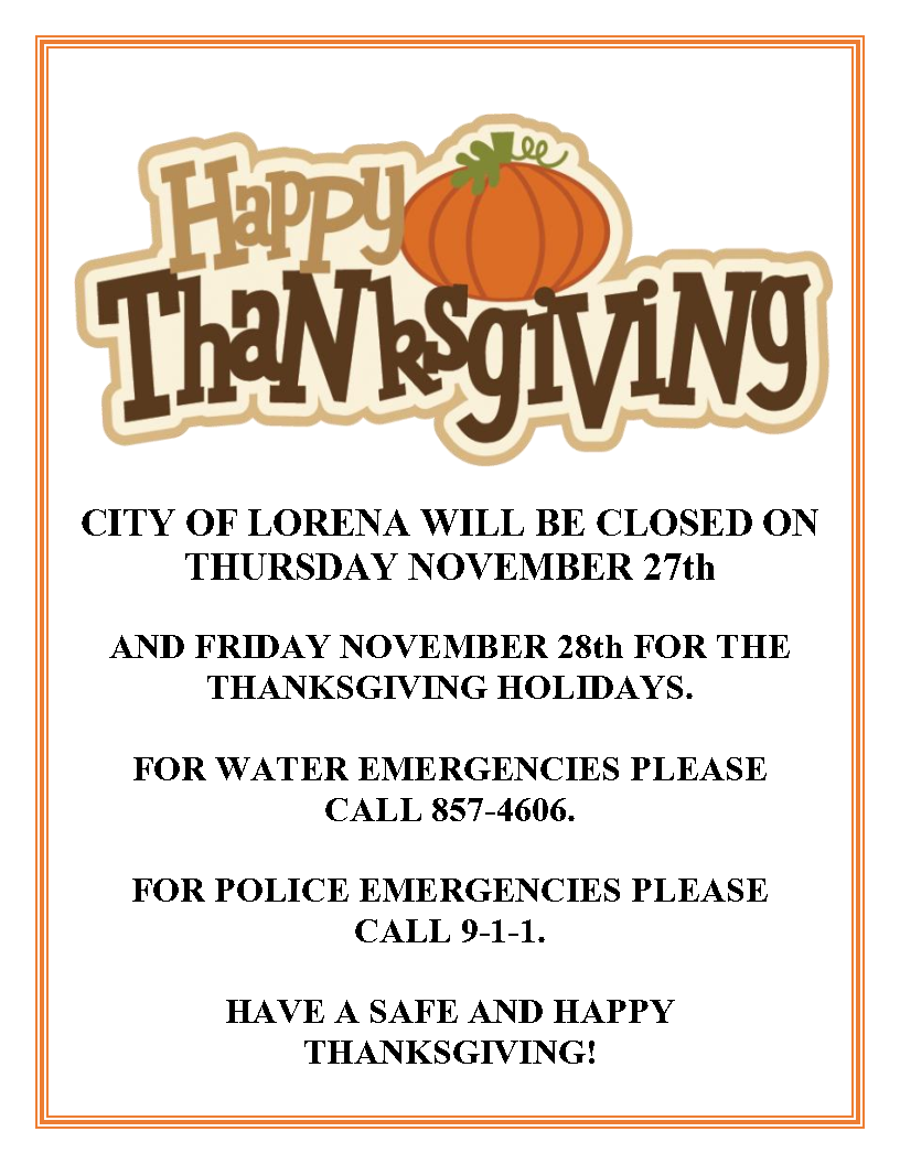 HOLIDAY NOTICE THANKSGIVING